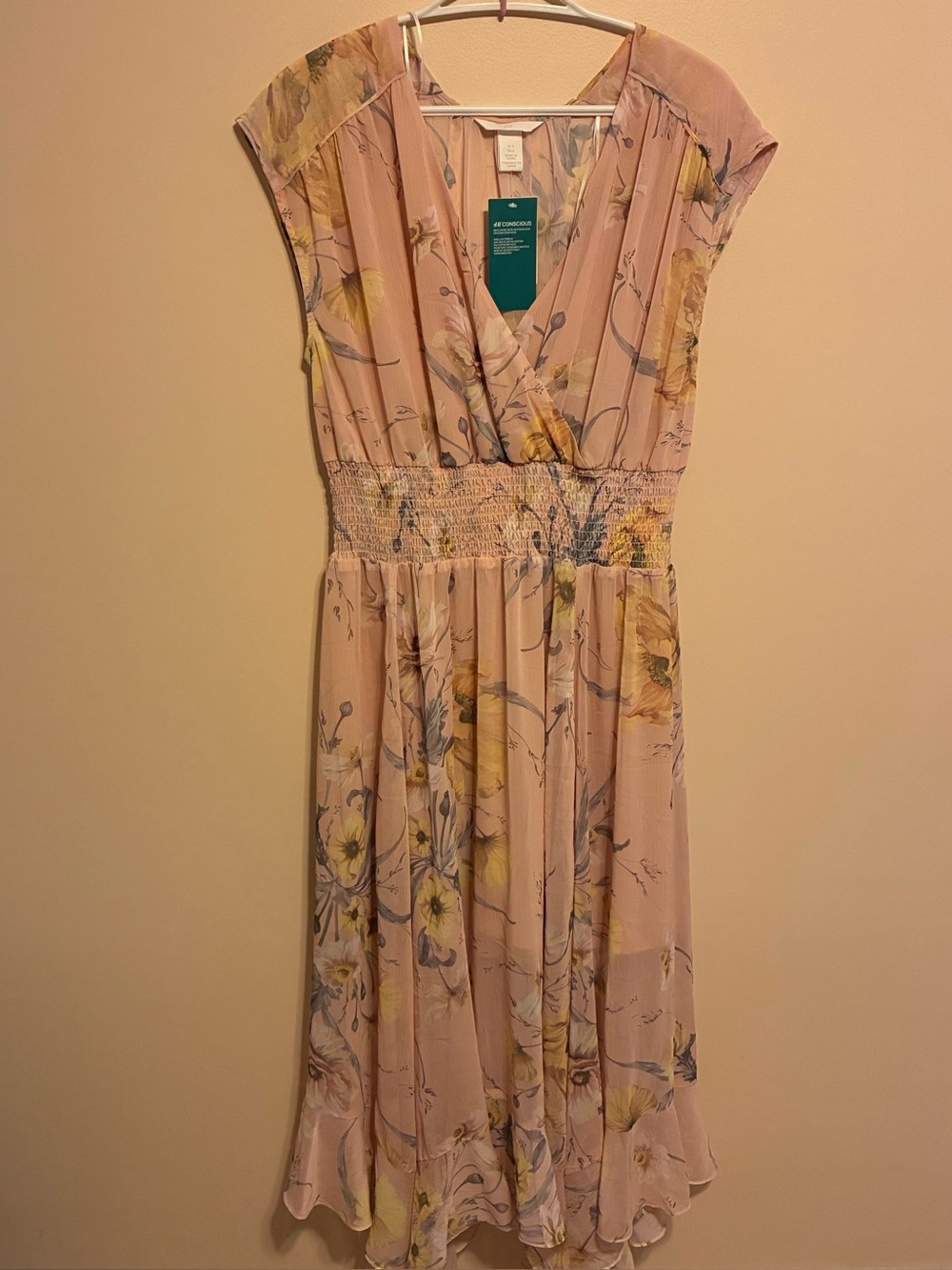 NWT H&M Conscious Floral Semi Sheer Flowy Floral Midi Dress Size 6 - Picture 6 of 9